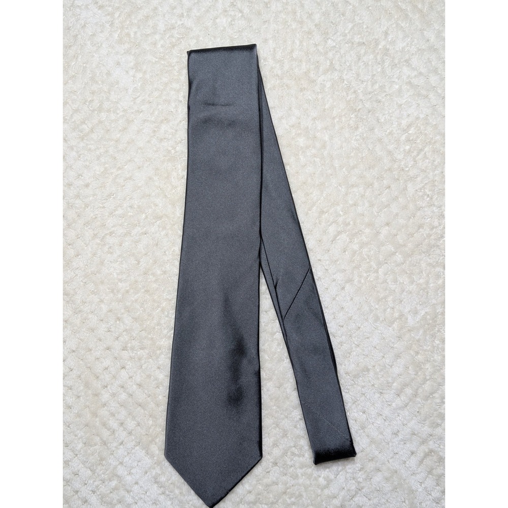 Mens Gray Silk Tie Solid Classic Formal Wedding Business‎ NWT
